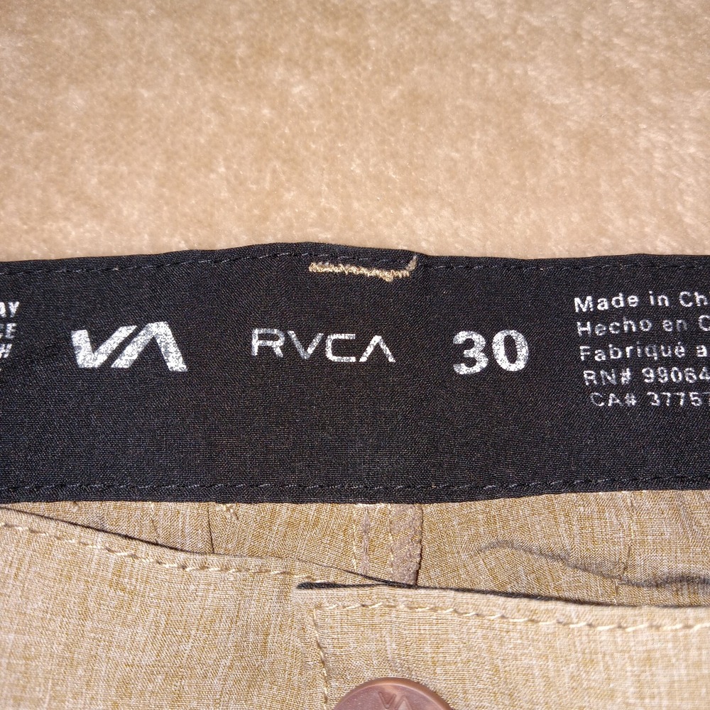 RVCA Men's 4 Way Stretch Outdoor Hiking Active Shorts Size 30 Tan - Picture 3 of 9